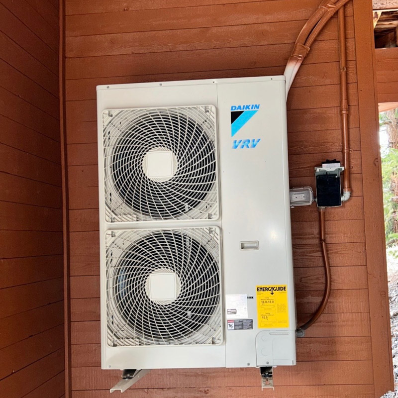 Daikin VRV outdoor system installed on an exterior wall